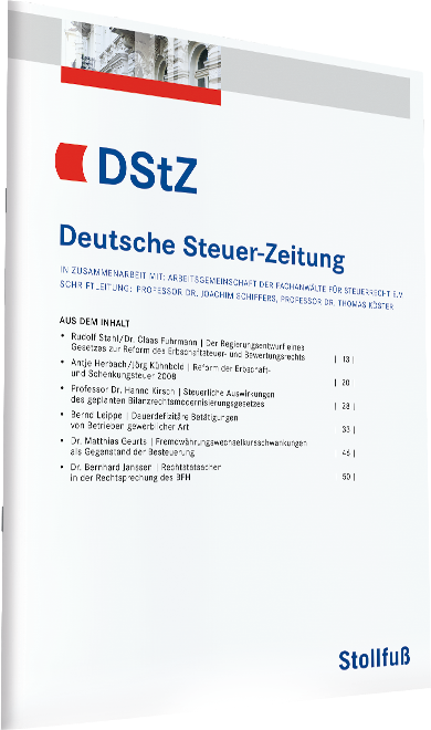 Das Bild zeigt die Deutsche Steuer-Zeitung (DStZ).